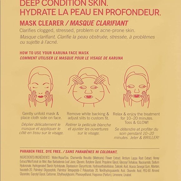 NWT Karuna Clarifying+ Natural Facial Sheet Mask: Deep Cleans Pores - Picture 4 of 4